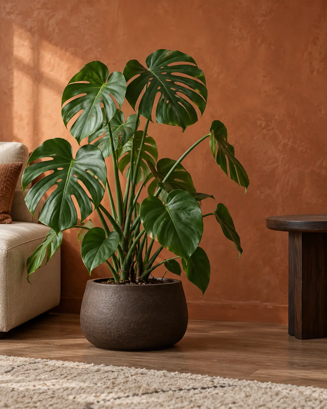 Grote groene kunstplant in een rustig interieur